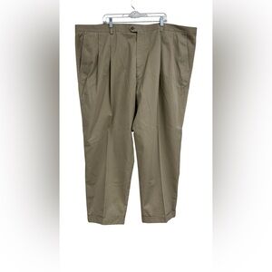 0520 Cutter &Buck Men’s Khaki Dress Pants Size 54B Big & Tall Pleated Cuffed